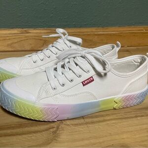 Levi's White Canvas Sneakers with Multicolor Soles